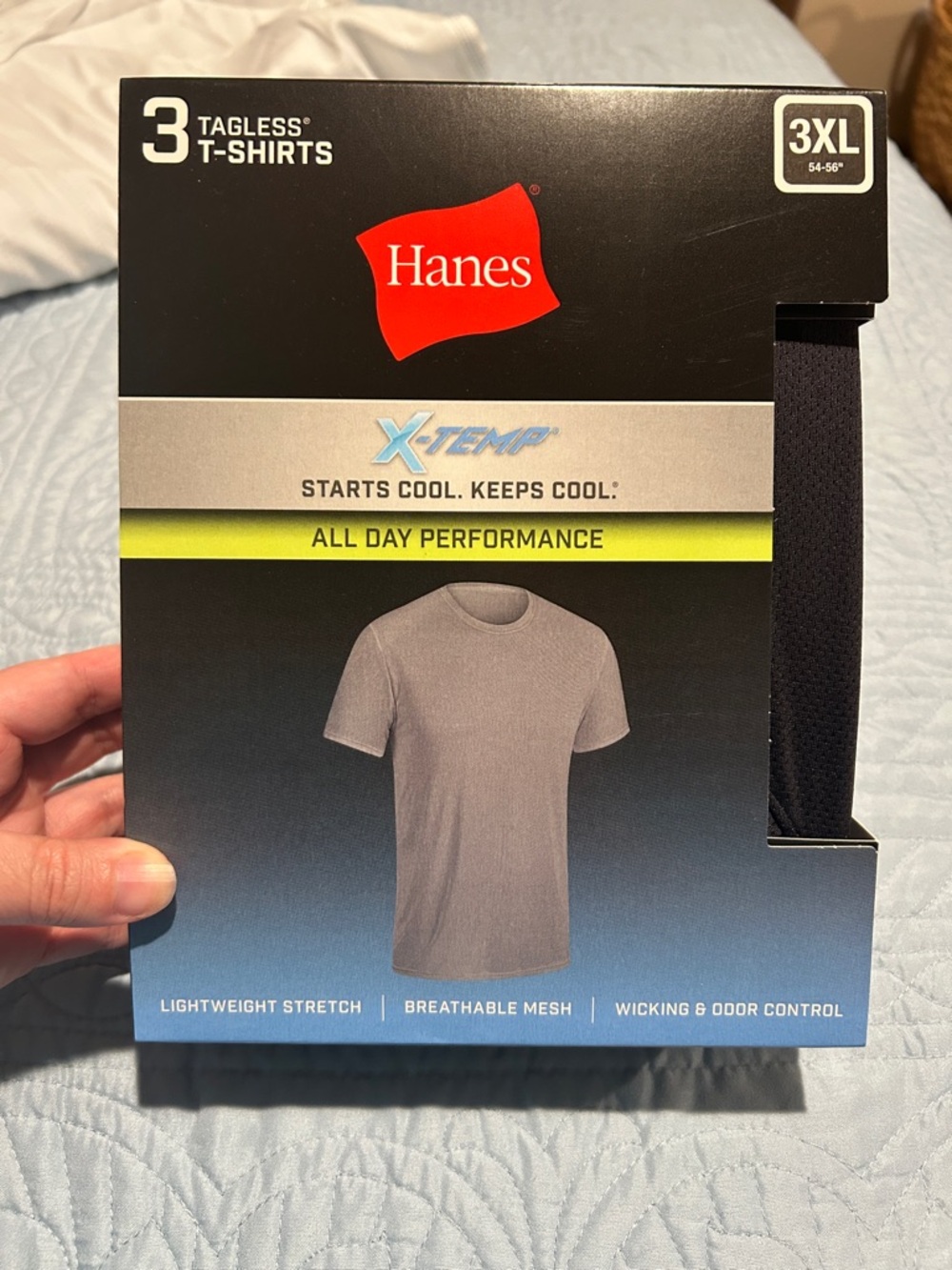 Hanes X-Temp 3-Pack Tagless T-Shirts in Gray and Black - 3XL